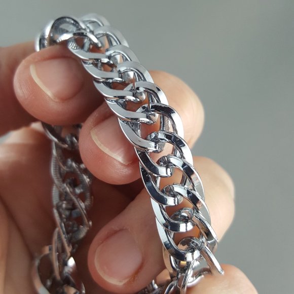 Silver Stainless Steel Cuban Curb Bracelet - Picture 5 of 5